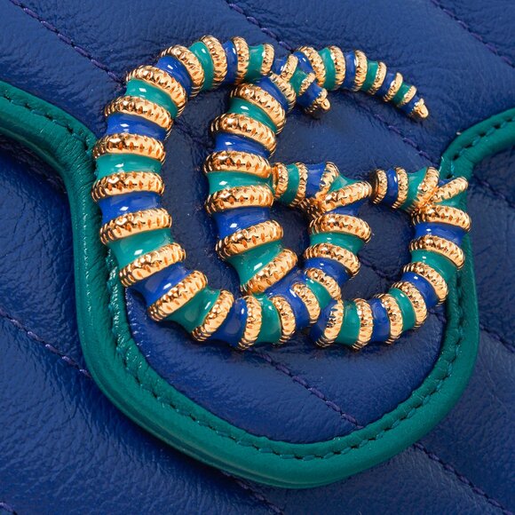 Gucci Torchon GG Marmont Imperial Blue & Pavone Matelasse Shoulder Bag - Picture 8 of 12